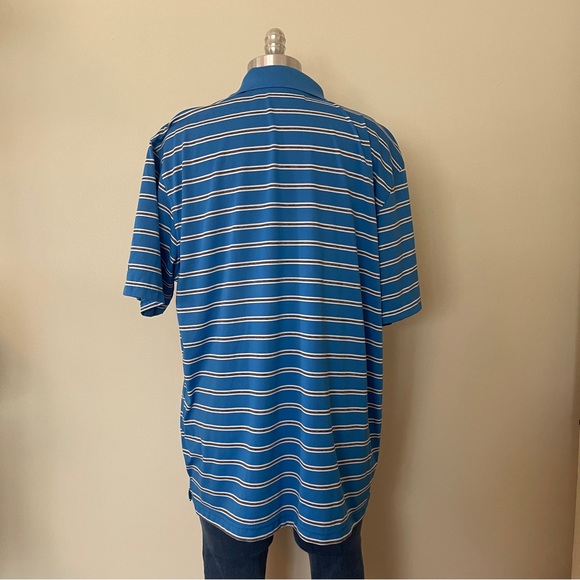 Blue Striped Performance Polo Shirt - Picture 4 of 4